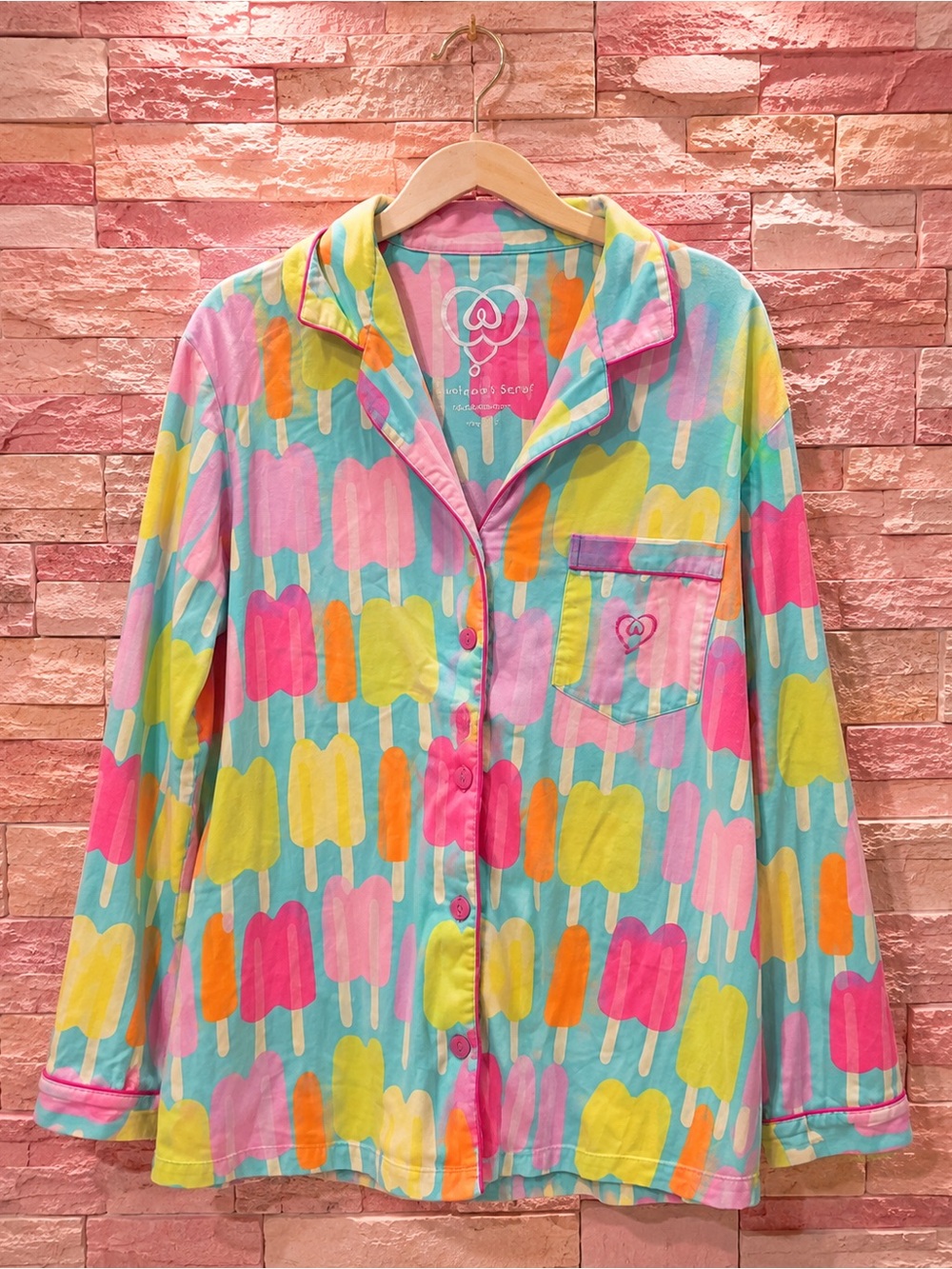 Y2K Popsicle Print 100% Cotton Pajama Set Multicolor Novelty Victoria’s Secret M - Picture 2 of 5